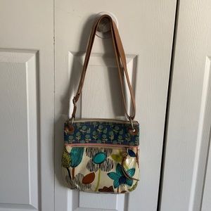 Fossil Key Per Coated Canvas Floral Crossbody Bag